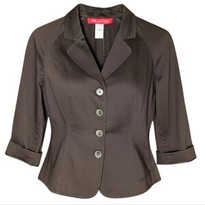 Anne Klein Tailored Brown Button Front Stretch Blazer Workwear or Smart Casual